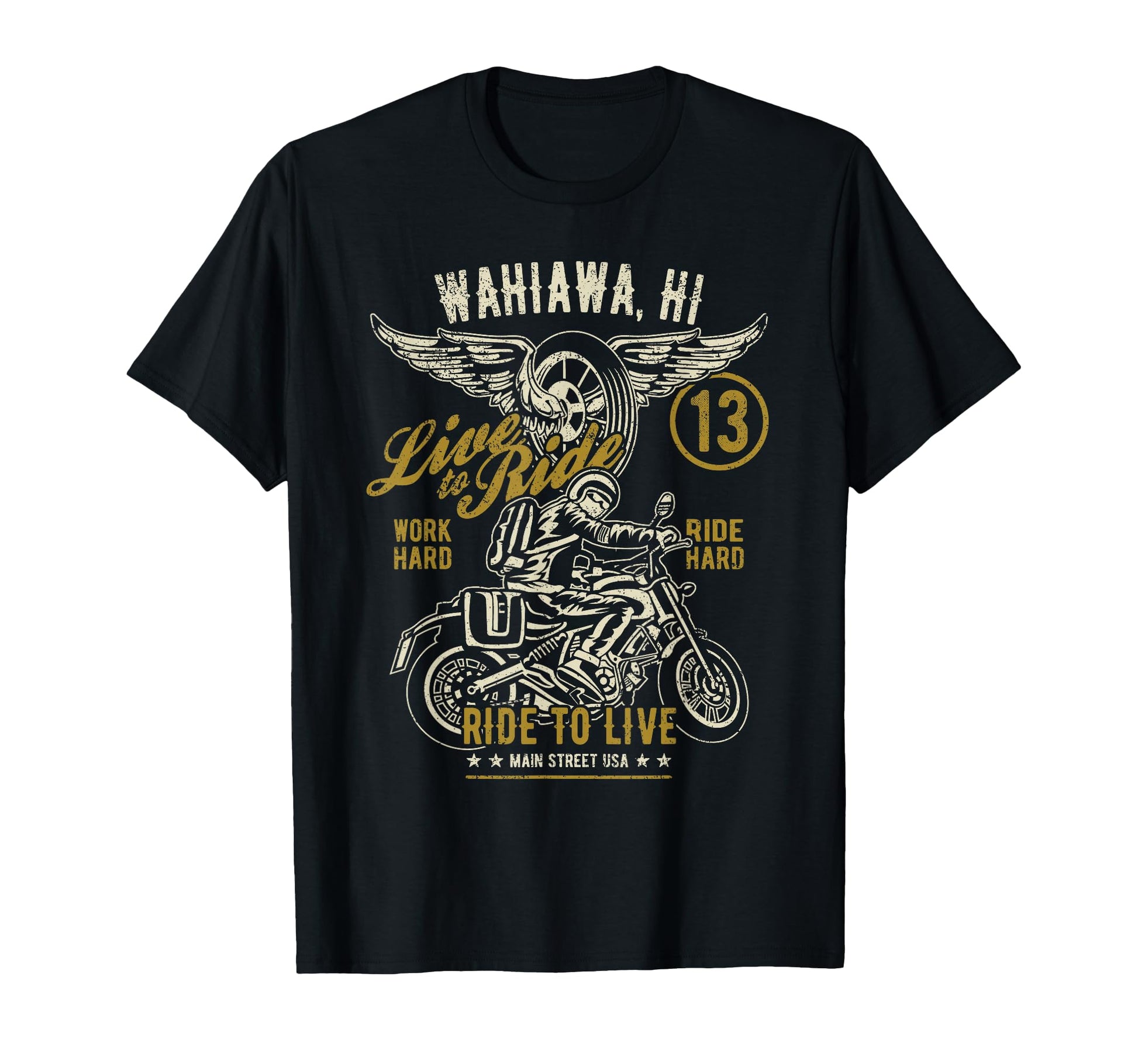 Wahiawa Hawaii Usa Distressed Motorcycle T-Shirt - Aesthetic Graphic Unisex - T-Shirt, Sweatshirt, Hoodie