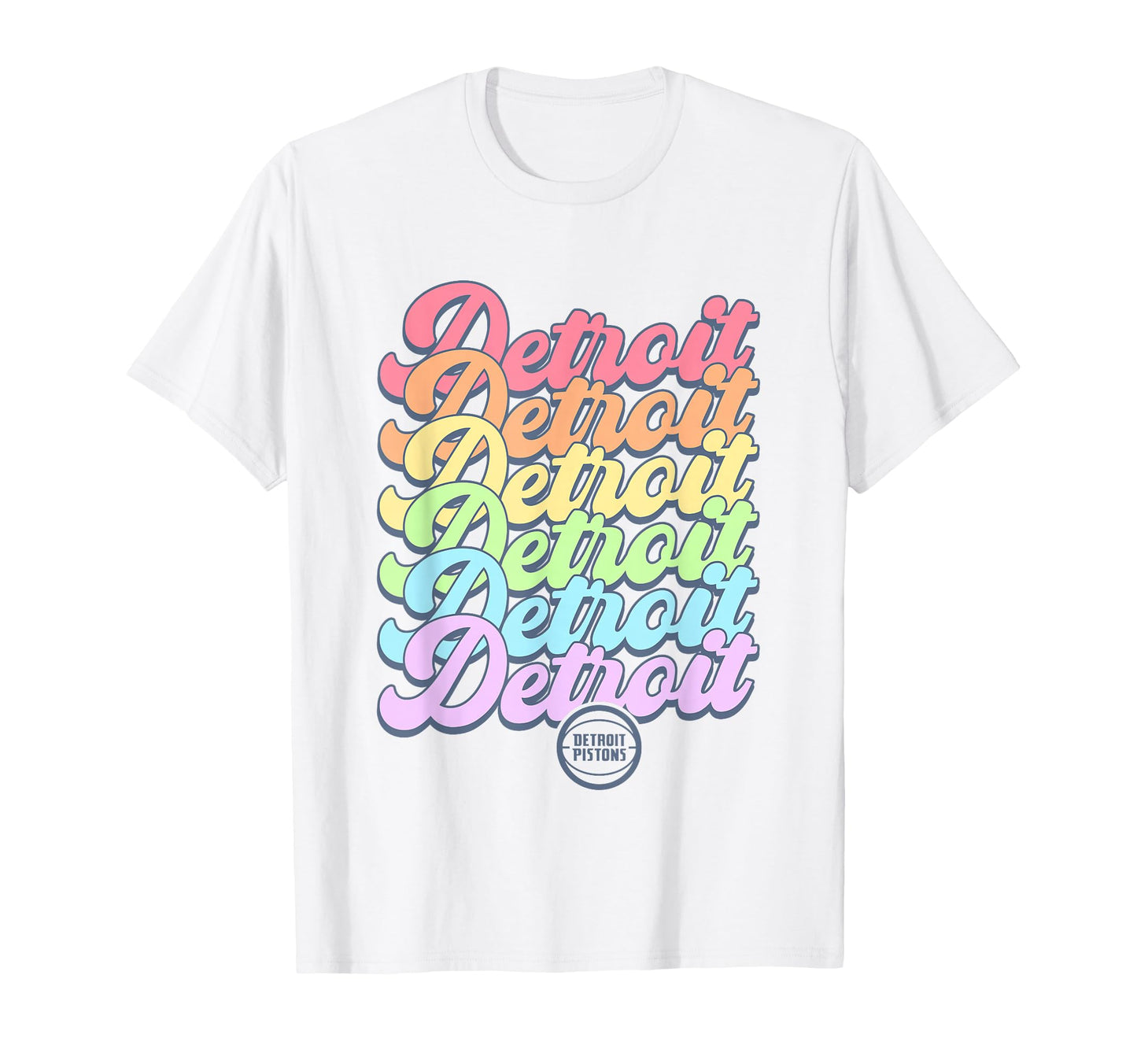 Nba Detroit Pistons Pastel Rainbow T-Shirt - Streetwear Style for Adults - T-Shirt, Sweatshirt, Hoodie