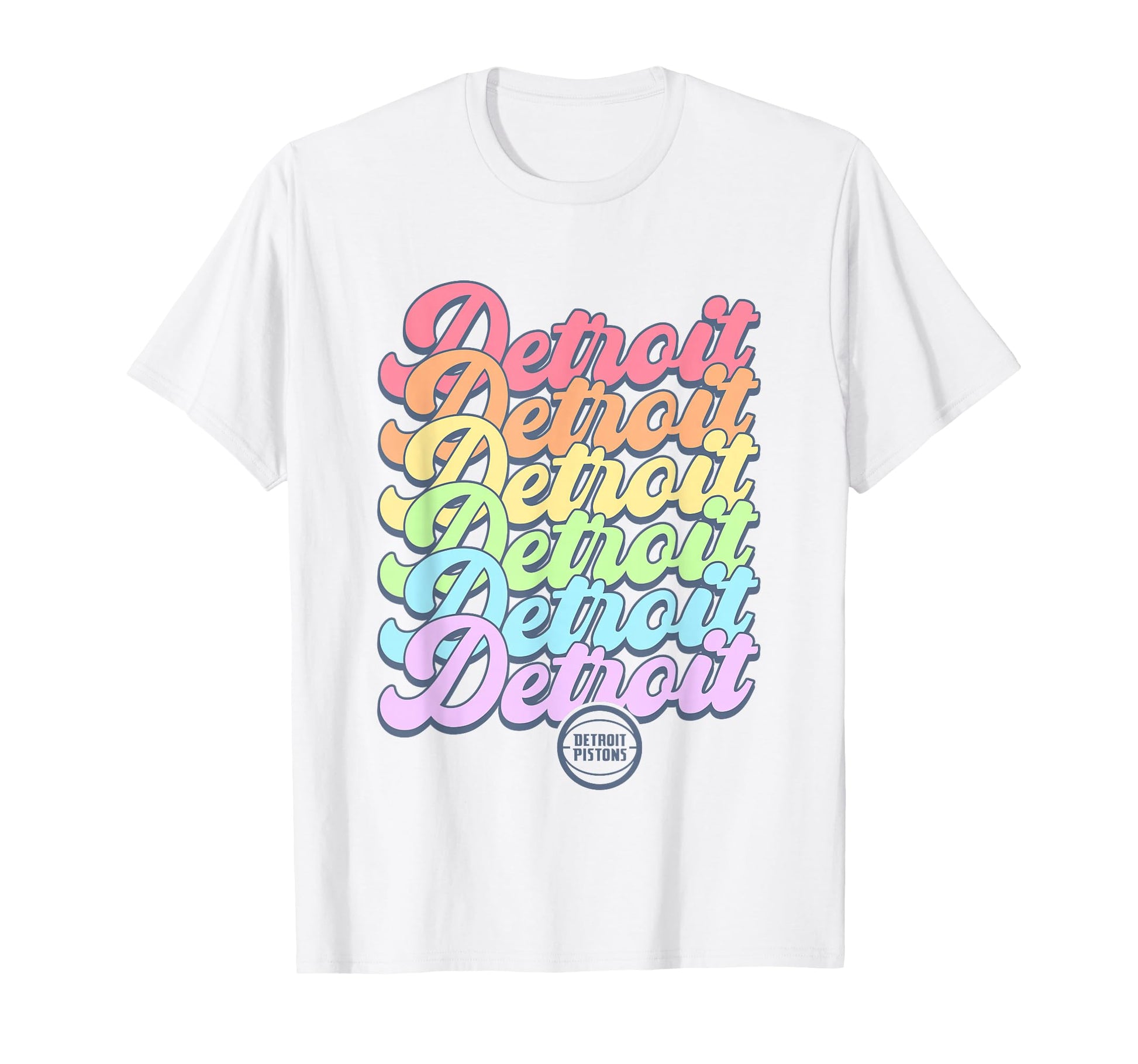 Nba Detroit Pistons Pastel Rainbow T-Shirt - Streetwear Style for Adults - T-Shirt, Sweatshirt, Hoodie