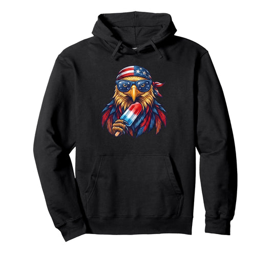 American Flag Bald Eagle 4Th July Hoodie - Casual Everyday Wear for Adults - T-Shirt, Sweatshirt, Hoodie