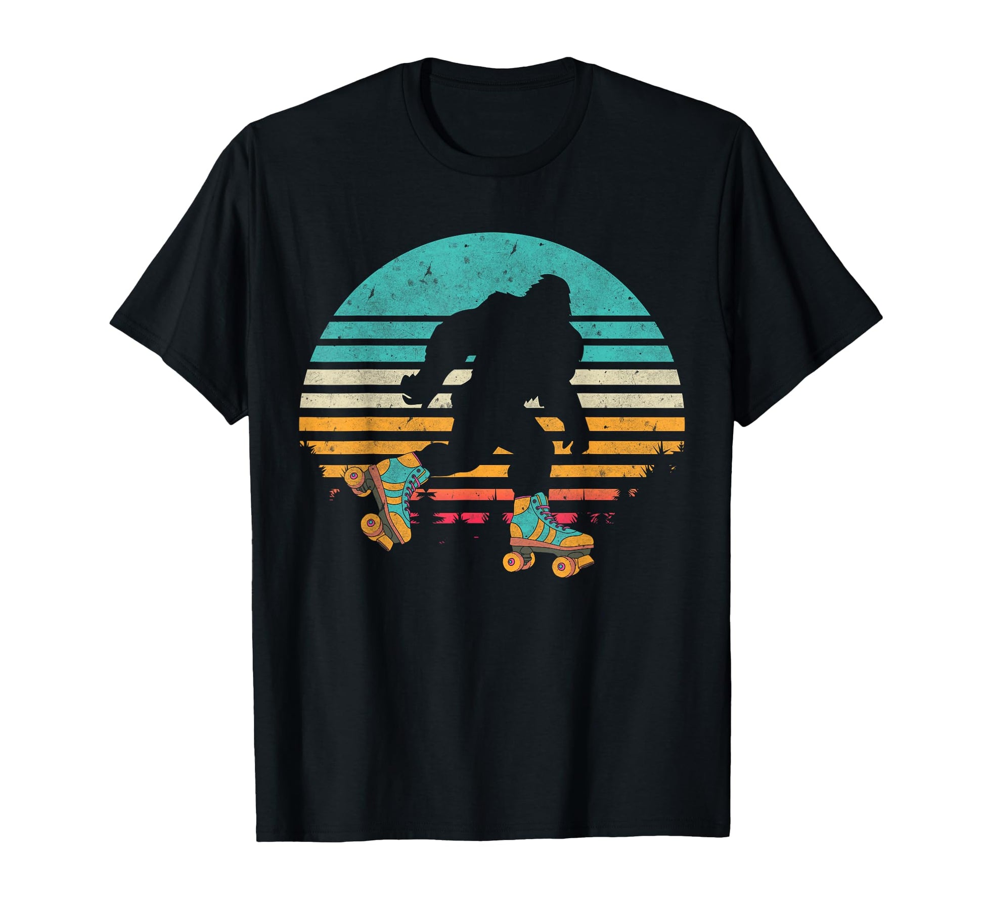Bigfoot Roller Skating Sunset 80S T-Shirt - Aesthetic Graphic Men Women - T-Shirt, Sweatshirt, Hoodie