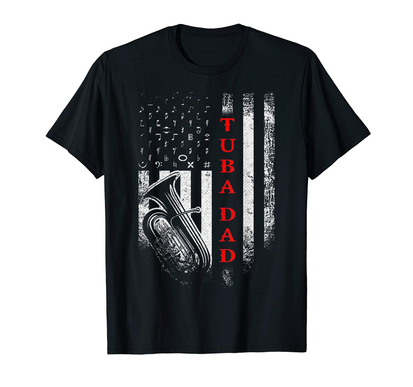 Usa American Flag Tuba Dad Musician T-Shirt - Custom Art Print Men Women - T-Shirt, Sweatshirt, Hoodie