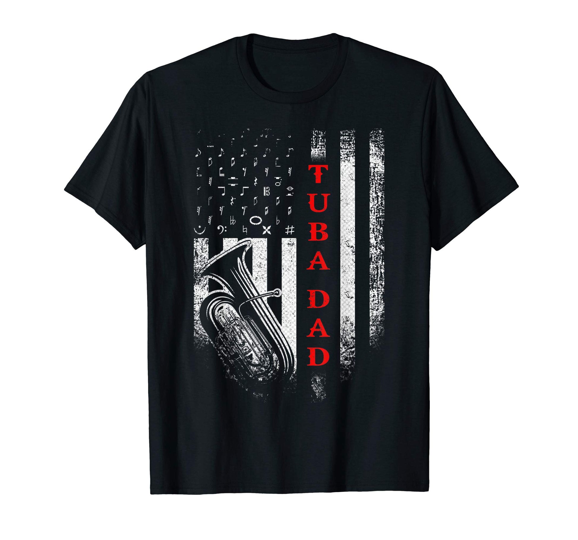 Usa American Flag Tuba Dad Musician T-Shirt - Custom Art Print Men Women - T-Shirt, Sweatshirt, Hoodie