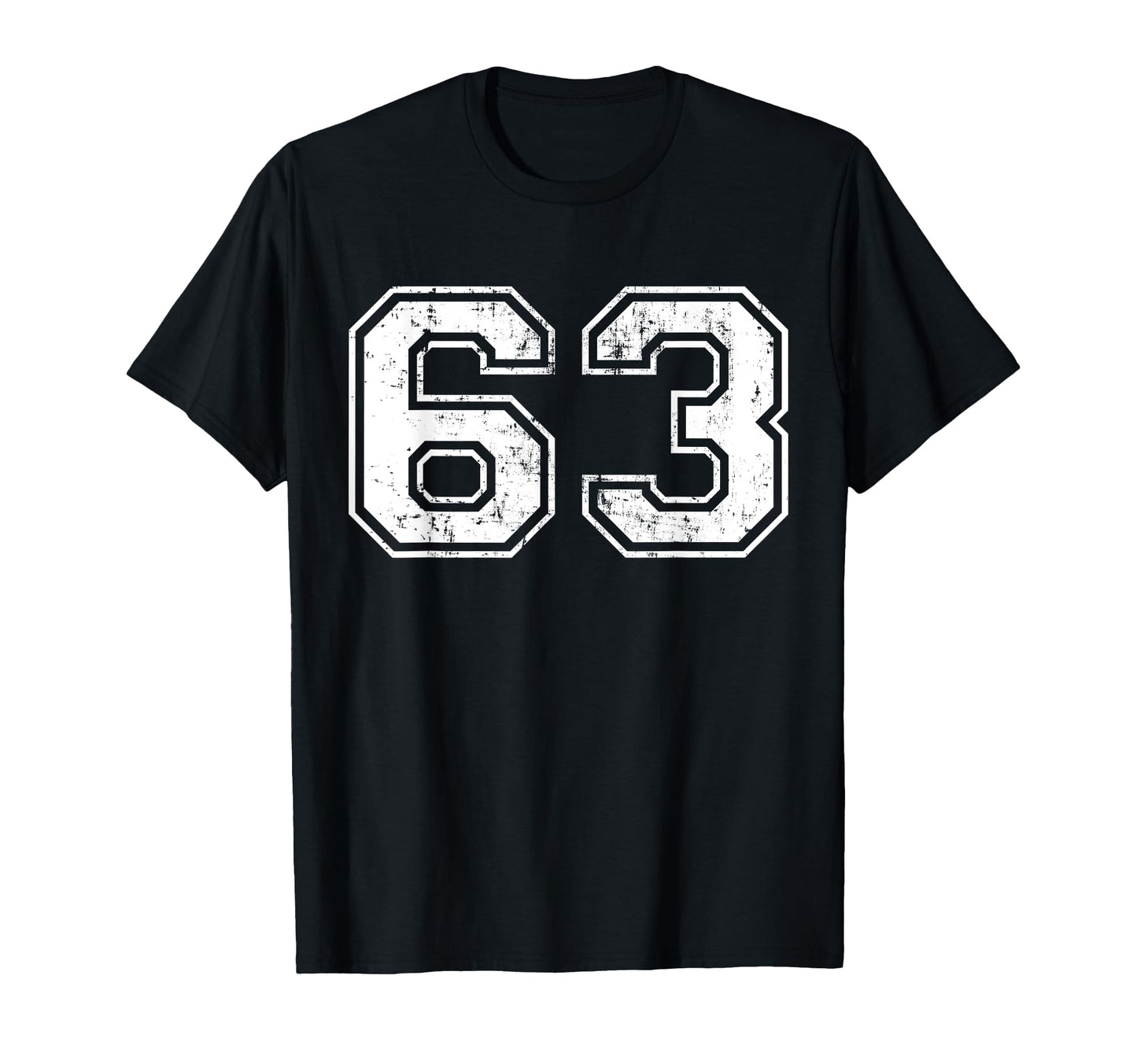 Number 63 Distressed Sixty Three Sport T-Shirt - Graphic Print for Adults - T-Shirt, Sweatshirt, Hoodie