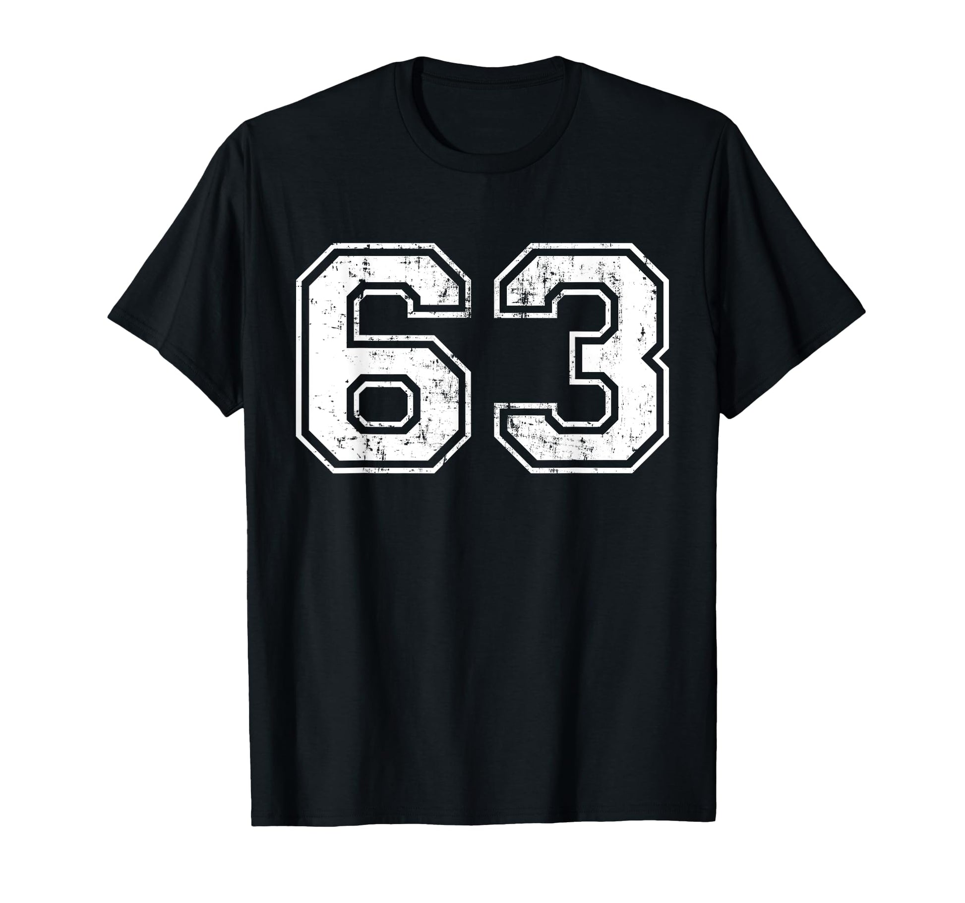 Number 63 Distressed Sixty Three Sport T-Shirt - Graphic Print for Adults - T-Shirt, Sweatshirt, Hoodie