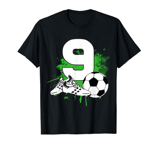 9Th Birthday 9 Years Soccer Football T-Shirt - Aesthetic Graphic Unisex - T-Shirt, Sweatshirt, Hoodie