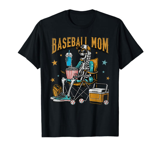 Baseball Mom Skeleton Halloween Mothers T-Shirt - Graphic Print Men Women - T-Shirt, Sweatshirt, Hoodie