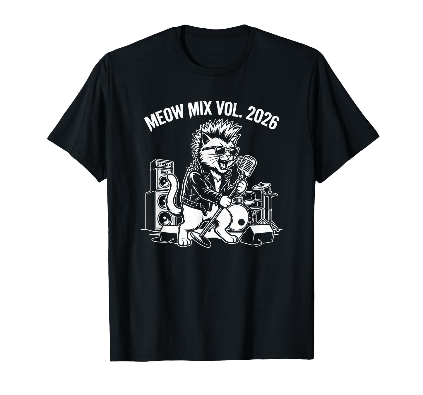 Punk Rock Cat Mohawk Music 2026 Concert T-Shirt - Minimalist Print Unisex - T-Shirt, Sweatshirt, Hoodie