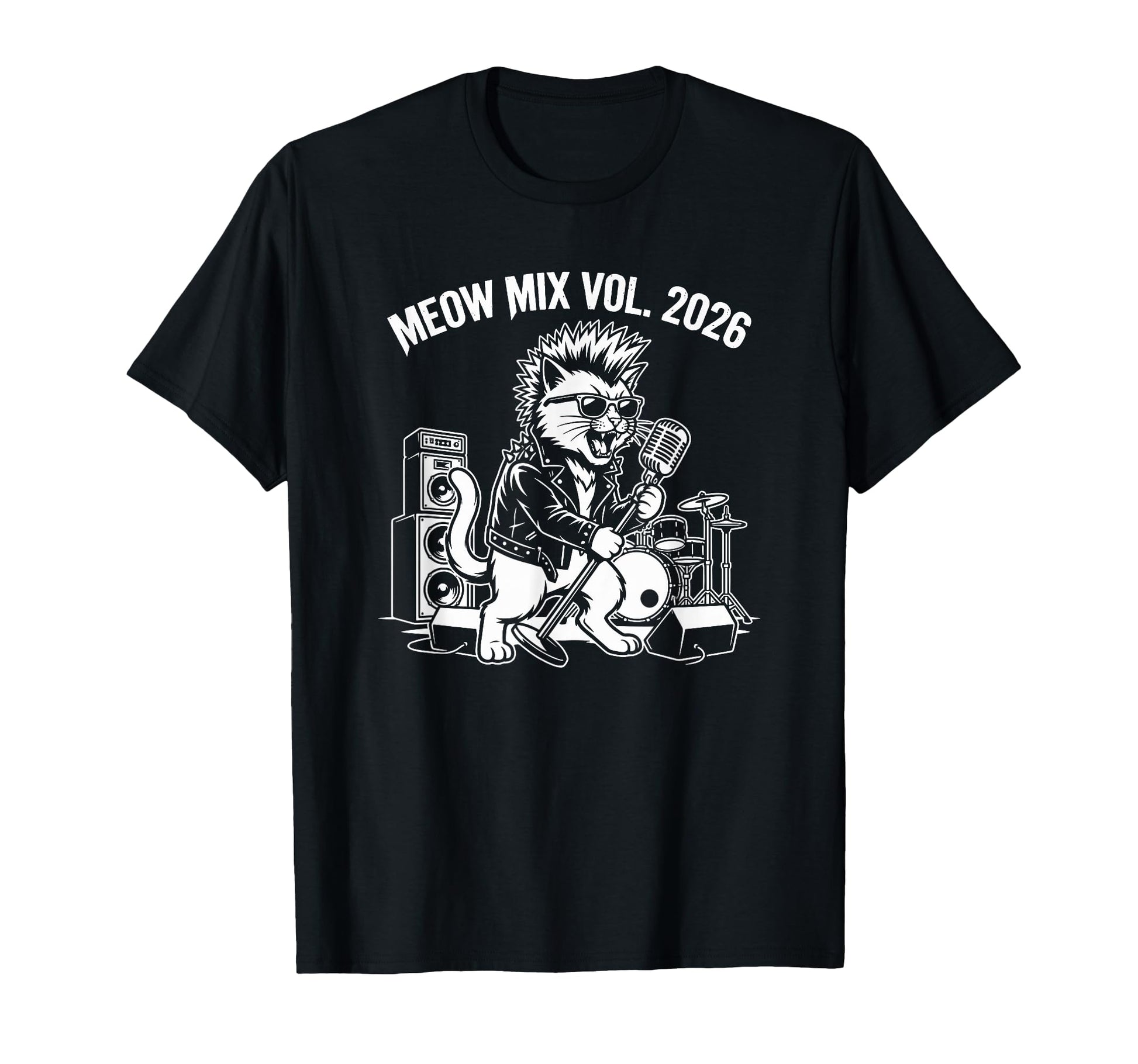 Punk Rock Cat Mohawk Music 2026 Concert T-Shirt - Minimalist Print Unisex - T-Shirt, Sweatshirt, Hoodie