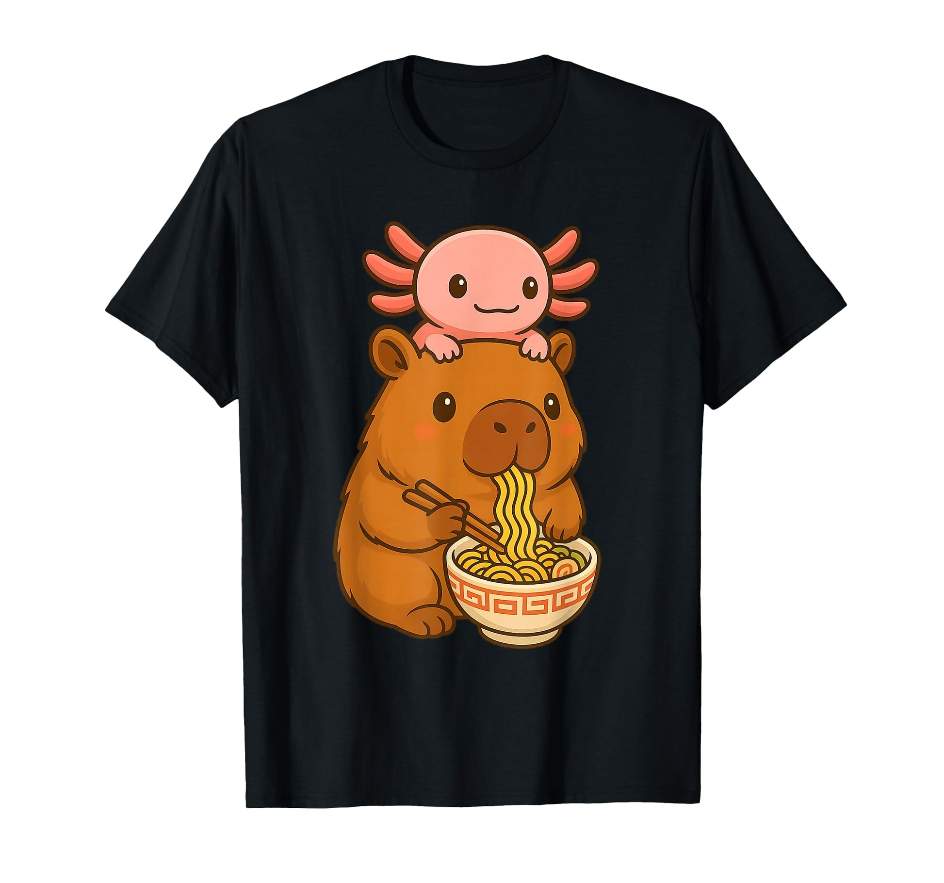 Funny Axolotl Noodle Anime Kawaii And T-Shirt - Unique Graphic Unisex - T-Shirt, Sweatshirt, Hoodie