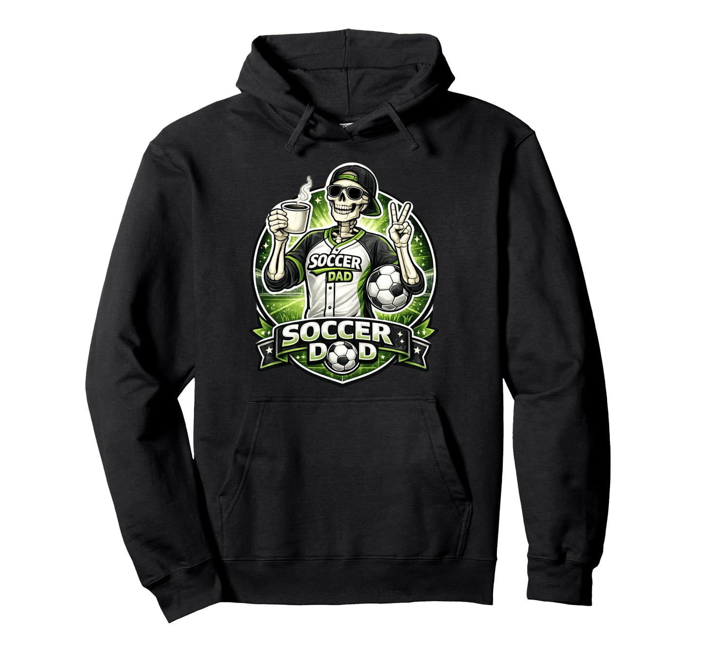 Soccer Dad Funny Game Day Skeleton Hoodie - Aesthetic Graphic Unisex - T-Shirt, Sweatshirt, Hoodie