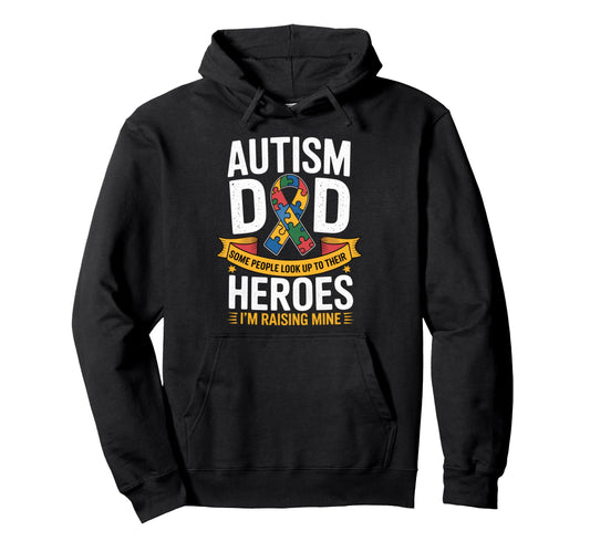 Autism Awareness Father Hero Dad Hoodie - Minimalist Print Men Women - T-Shirt, Sweatshirt, Hoodie