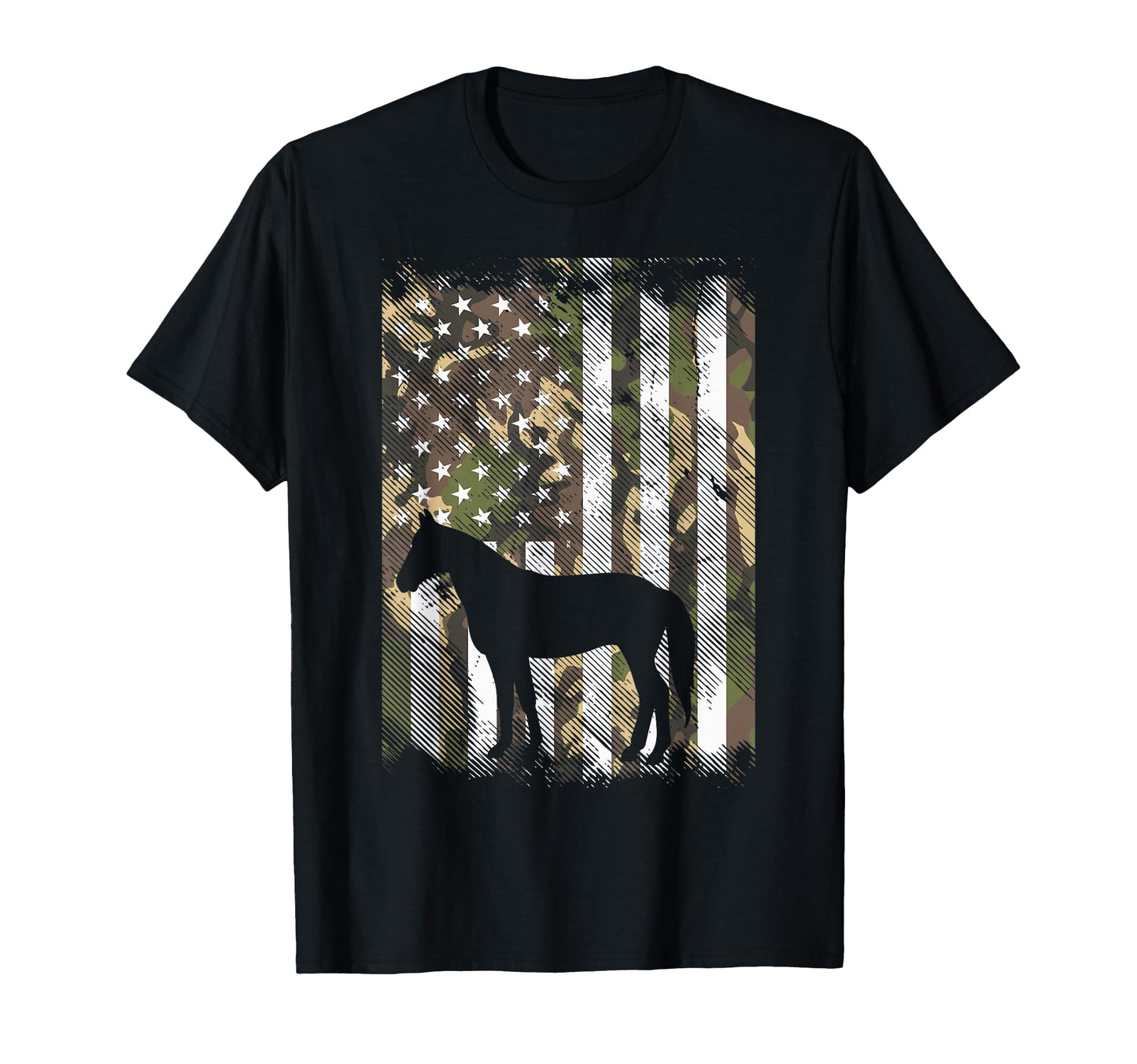 Camo American Flag Horse Riding T-Shirt - Novelty Apparel Men Women - T-Shirt, Sweatshirt, Hoodie