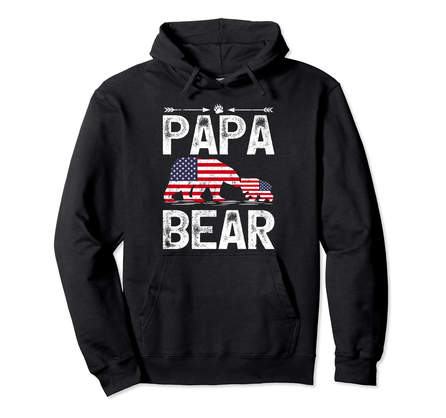 Bear Lover American Flag Papa Bear Hoodie - Novelty Apparel for Adults - T-Shirt, Sweatshirt, Hoodie