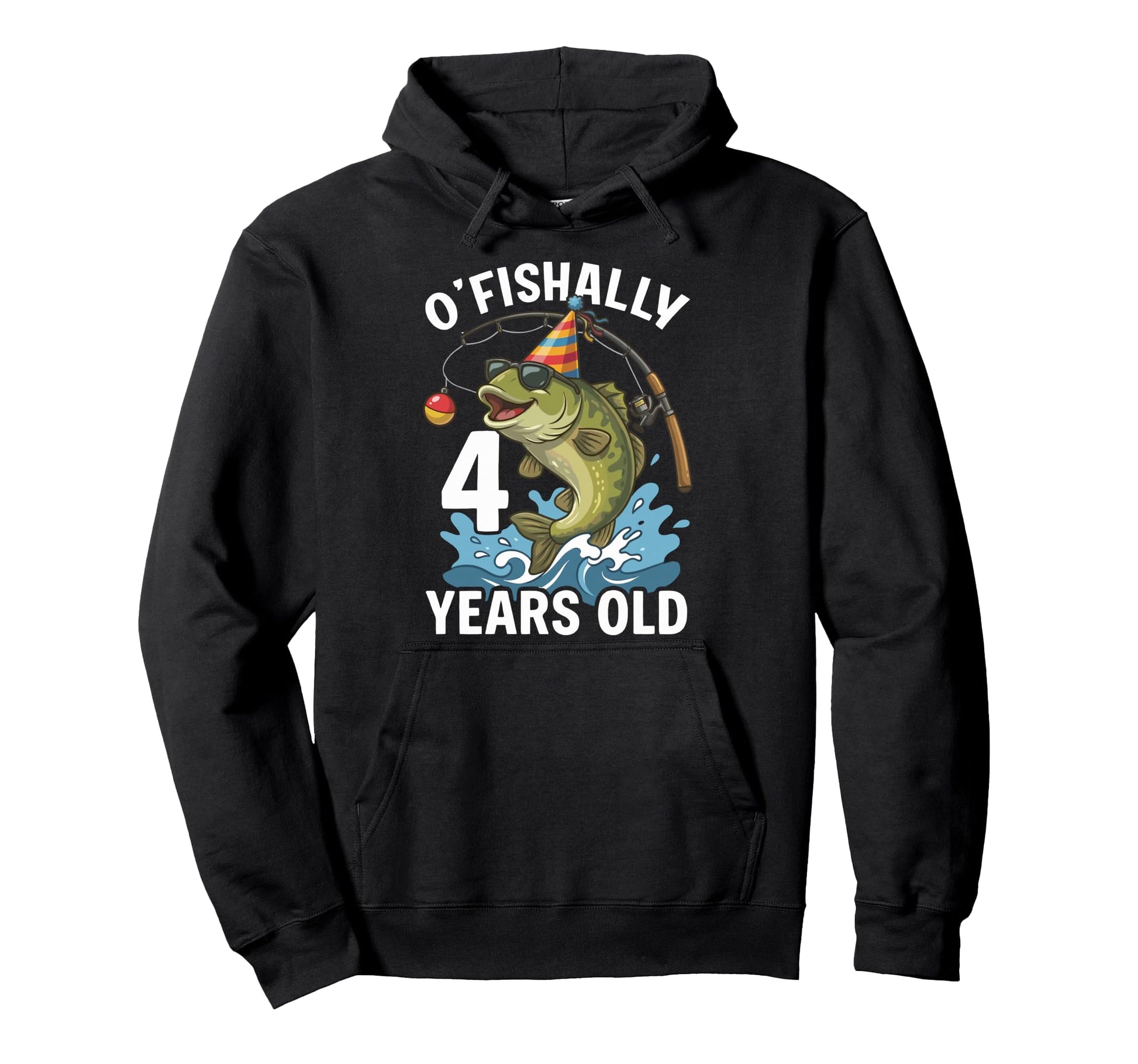 Ofishally 4 Years Old Fishing Birthday Hoodie - Graphic Print for Adults - T-Shirt, Sweatshirt, Hoodie
