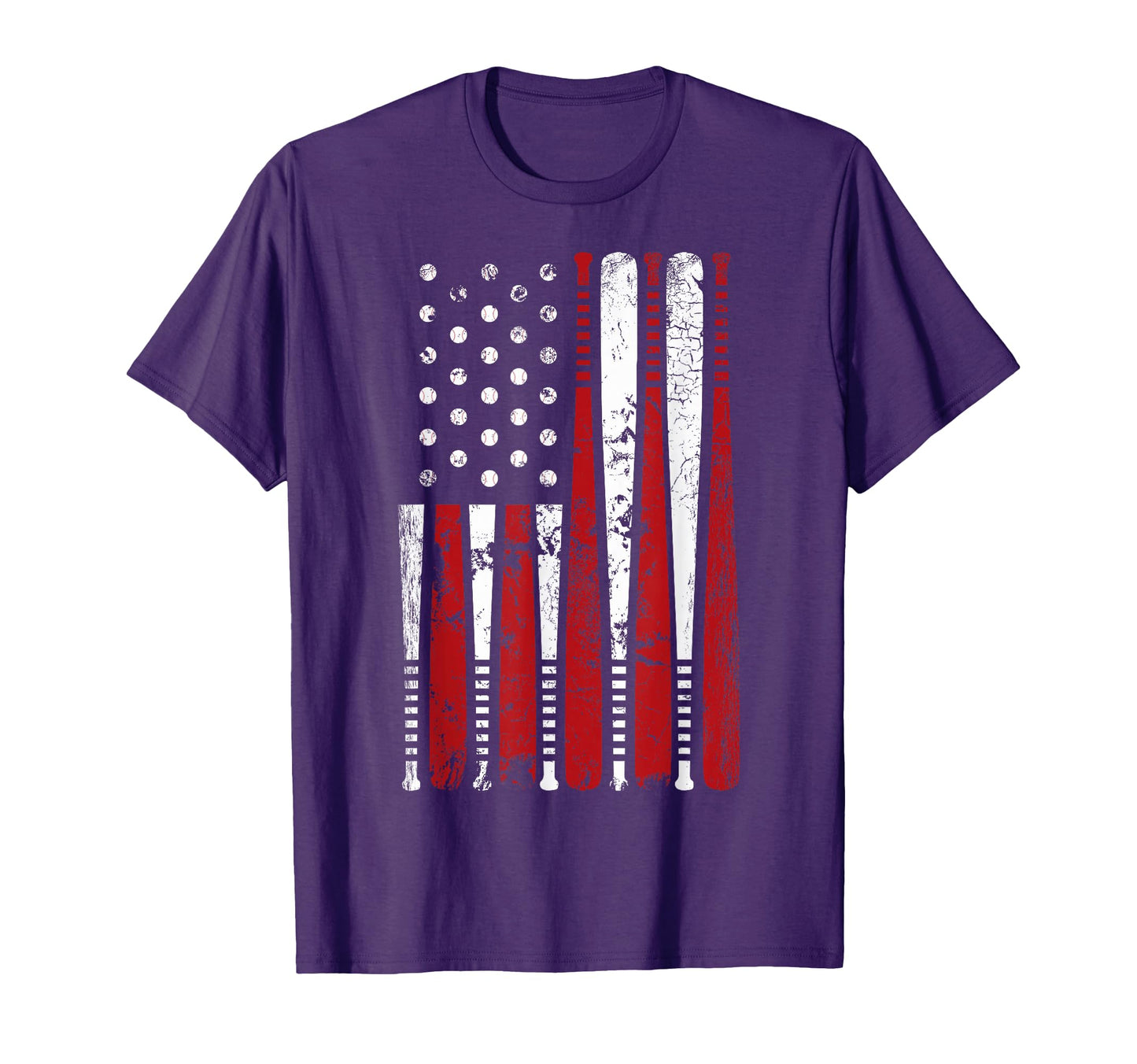 Baseball Bat American Usa Flag T-Shirt - Casual Everyday Wear Unisex - T-Shirt, Sweatshirt, Hoodie