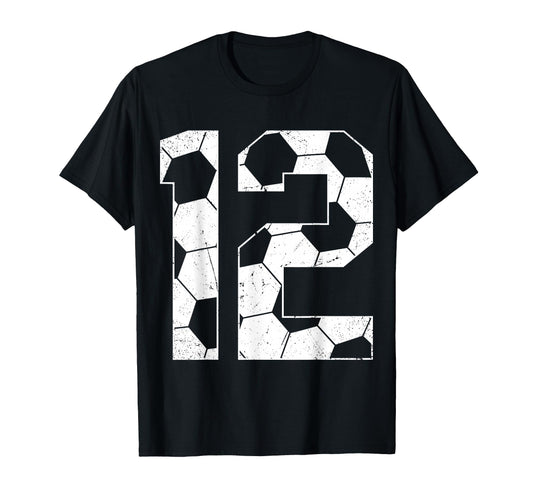 12Th Birthday Soccer Player Football 12 T-Shirt - Custom Art Print Unisex - T-Shirt, Sweatshirt, Hoodie