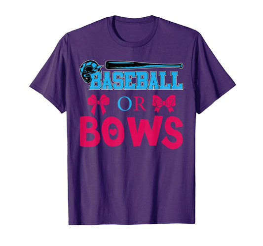 Baseball Or Bows Gender Reveal Party T-Shirt - Trendy Graphic Unisex - T-Shirt, Sweatshirt, Hoodie