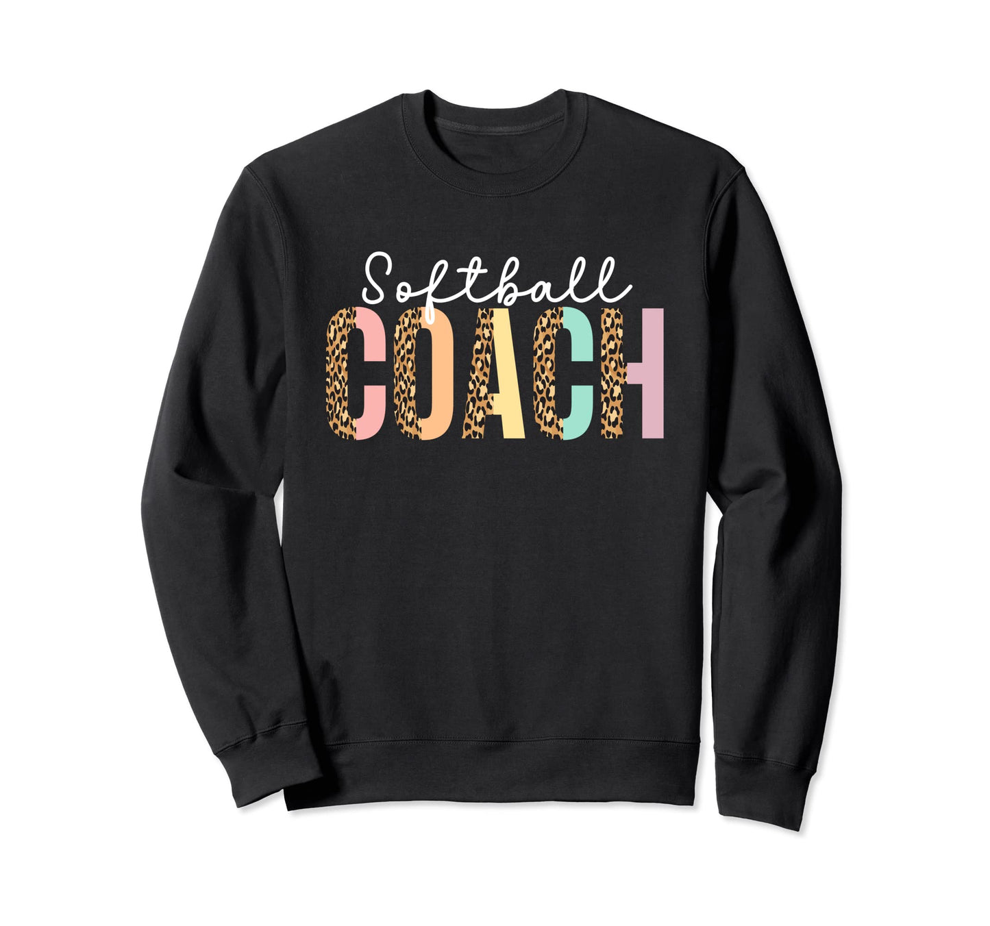 Softball Coach Coaches Leopard Sweatshirt - Minimalist Print Men Women - T-Shirt, Sweatshirt, Hoodie