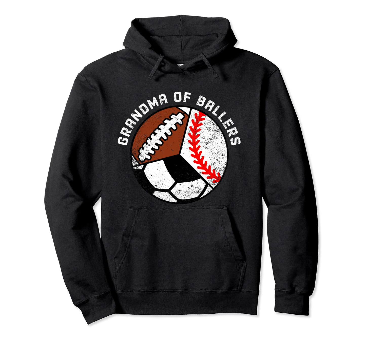 Grandma Ballers Funny Baseball Soccer Hoodie - Unique Graphic Unisex - T-Shirt, Sweatshirt, Hoodie