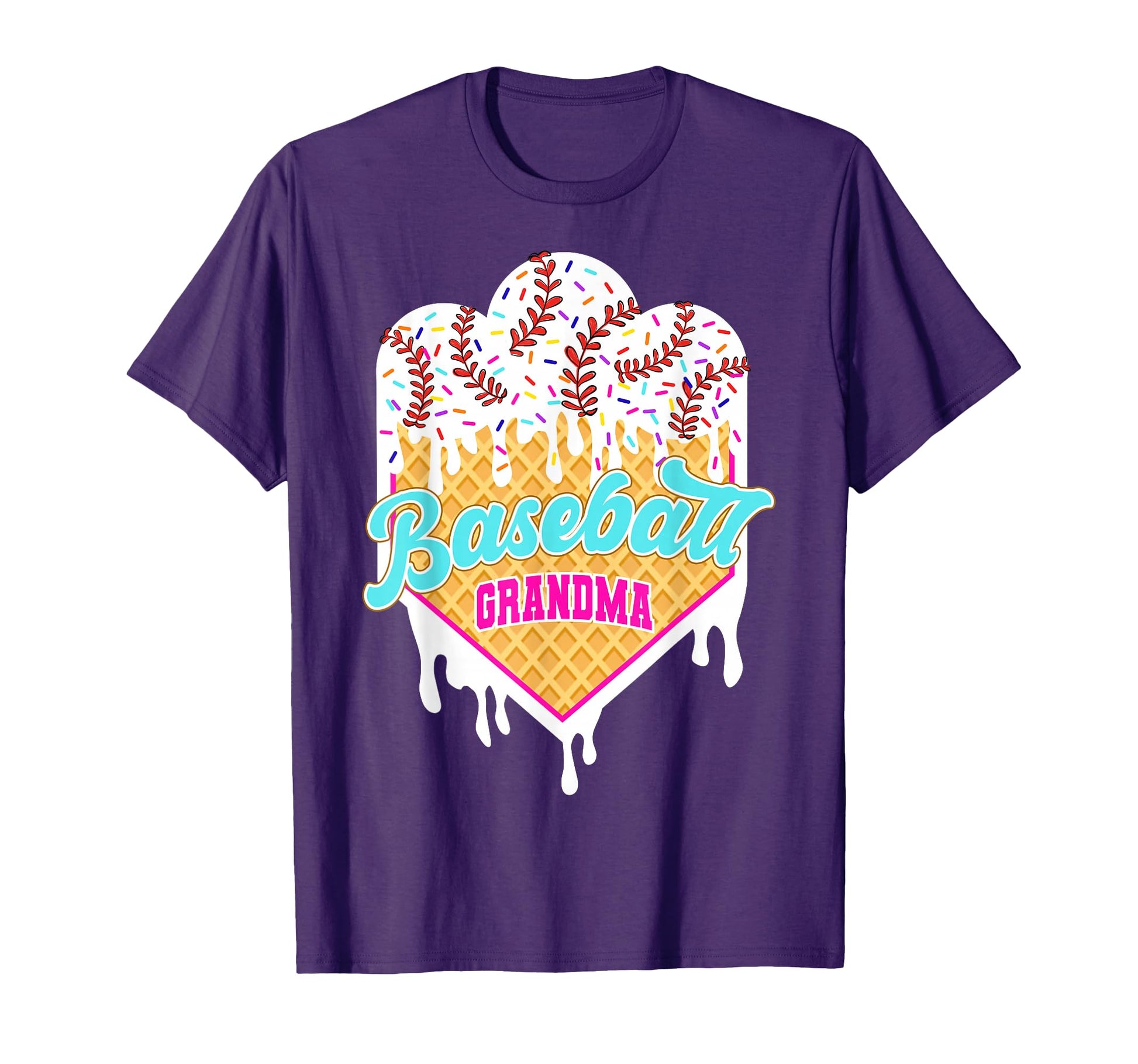 Baseball Grandma Ice Cream Drip T-Shirt - Casual Everyday Wear for Adults - T-Shirt, Sweatshirt, Hoodie