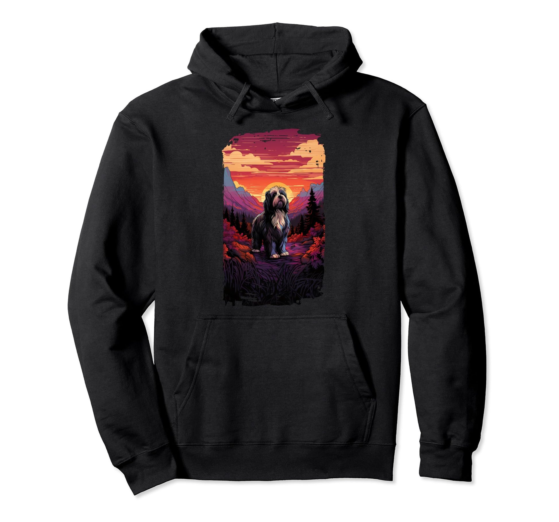 Bearded Collie Dog Mom Dad Mountain Hoodie - Graphic Print for Adults - T-Shirt, Sweatshirt, Hoodie