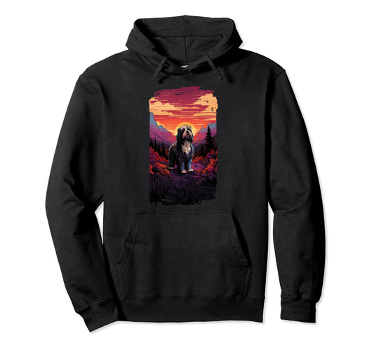 Bearded Collie Dog Mom Dad Mountain Hoodie - Graphic Print for Adults - T-Shirt, Sweatshirt, Hoodie