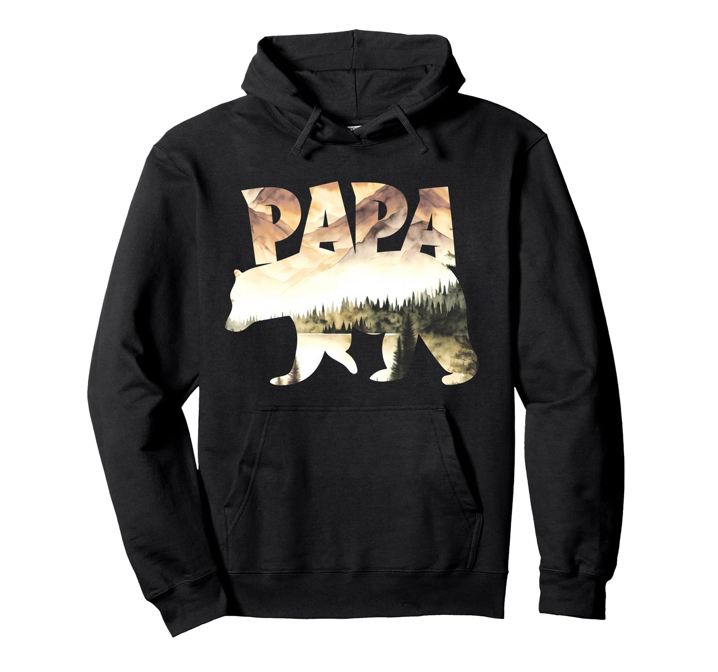 Papa Bear Forest Lake Mountain Scene Hoodie - Novelty Apparel Unisex - T-Shirt, Sweatshirt, Hoodie