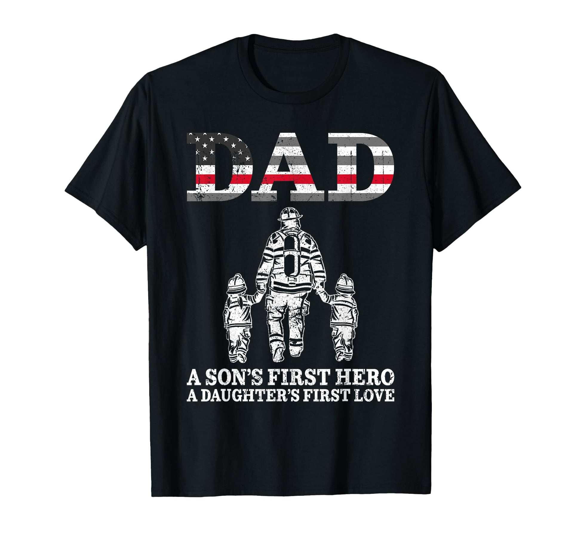 Firefighter Dad Sons First Hero T-Shirt - Unique Graphic for Adults - T-Shirt, Sweatshirt, Hoodie