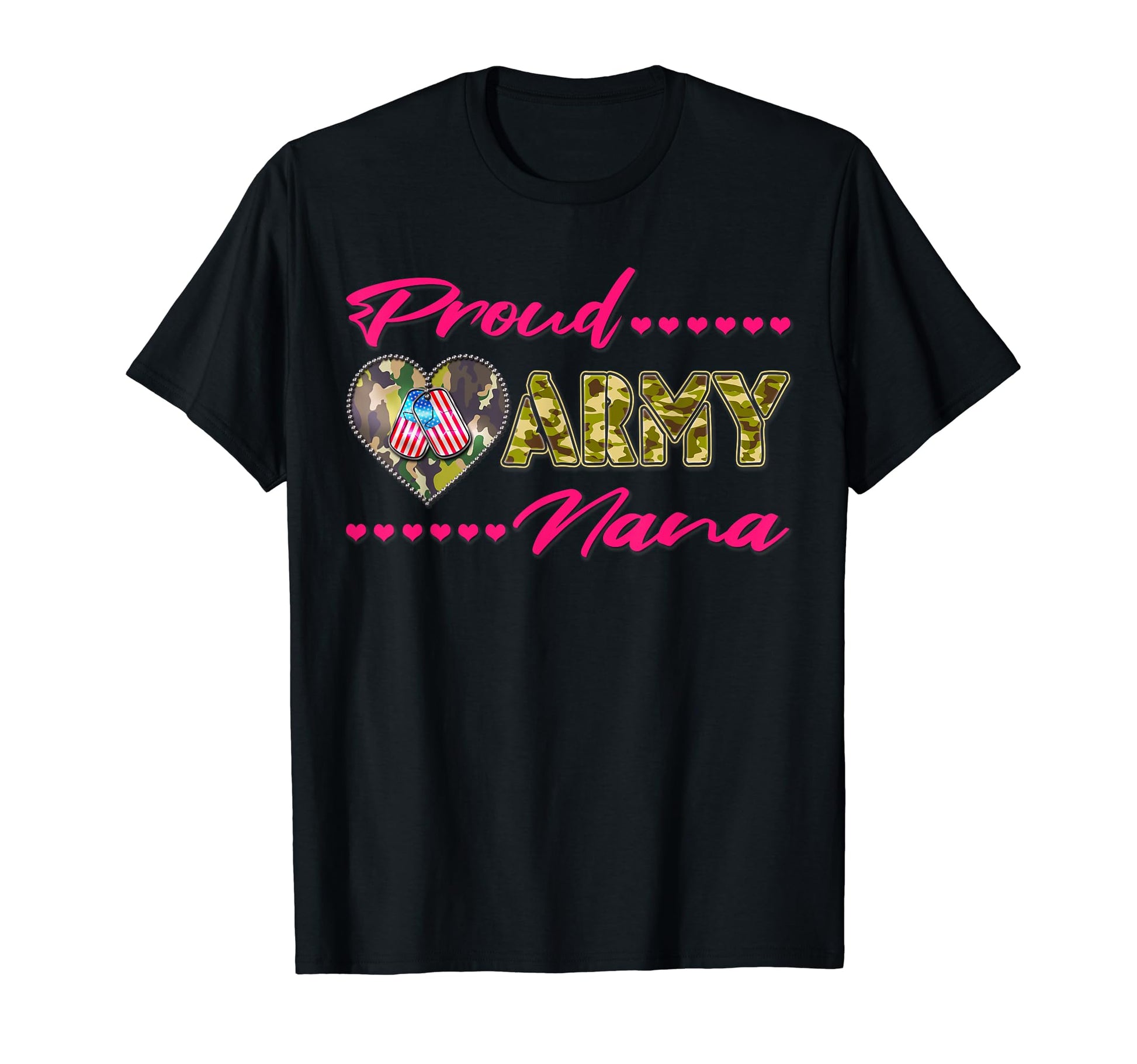 Proud Army Nana Camo Us Flag Dog Tag T-Shirt - Trendy Graphic Men Women - T-Shirt, Sweatshirt, Hoodie