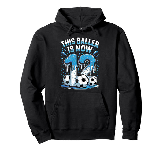 Baller Is Now 12 Ice Cream Drip Game Hoodie - Minimalist Print for Adults - T-Shirt, Sweatshirt, Hoodie