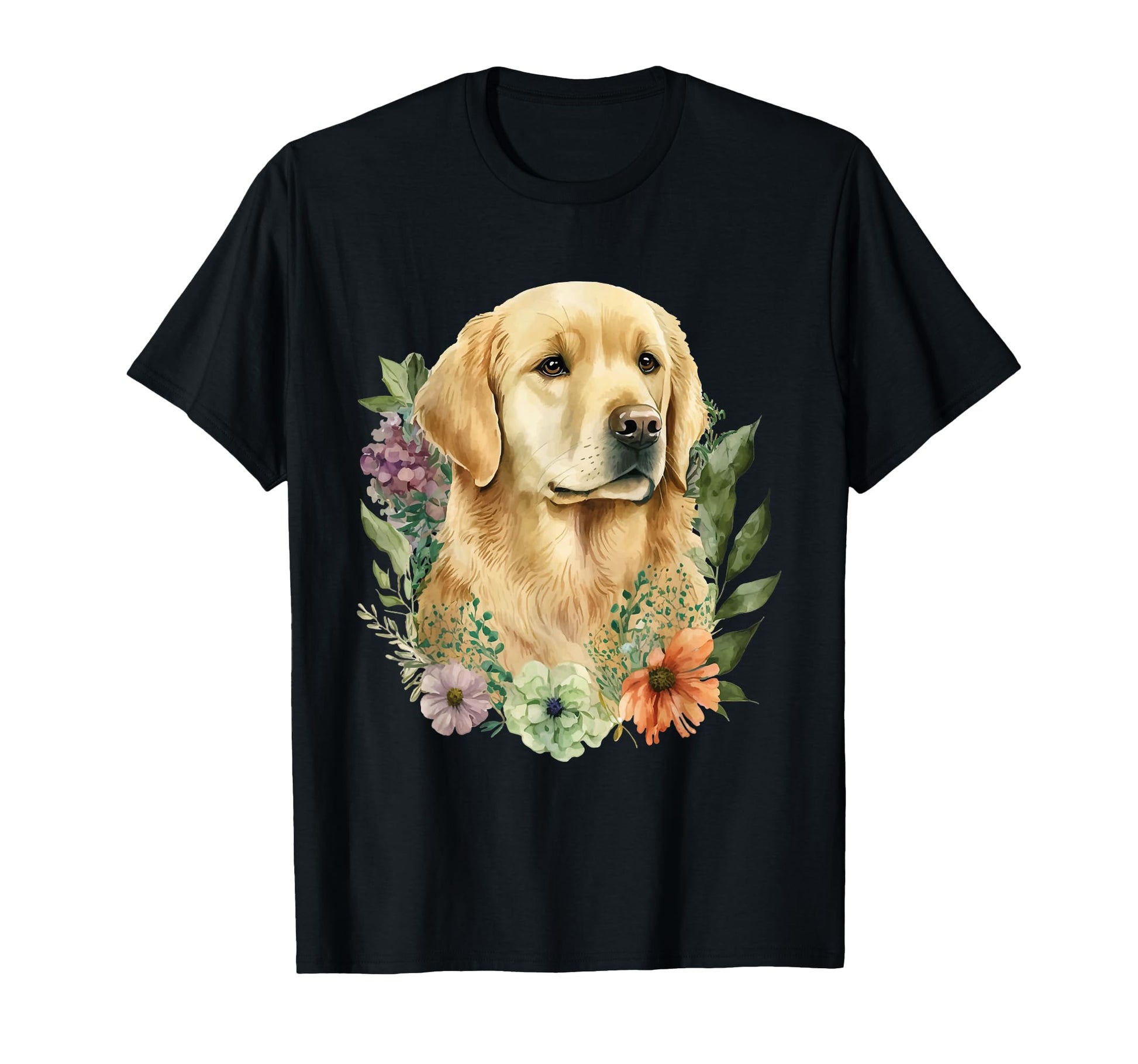Spring Flower Golden Retriever Canine T-Shirt - Graphic Print for Adults - T-Shirt, Sweatshirt, Hoodie