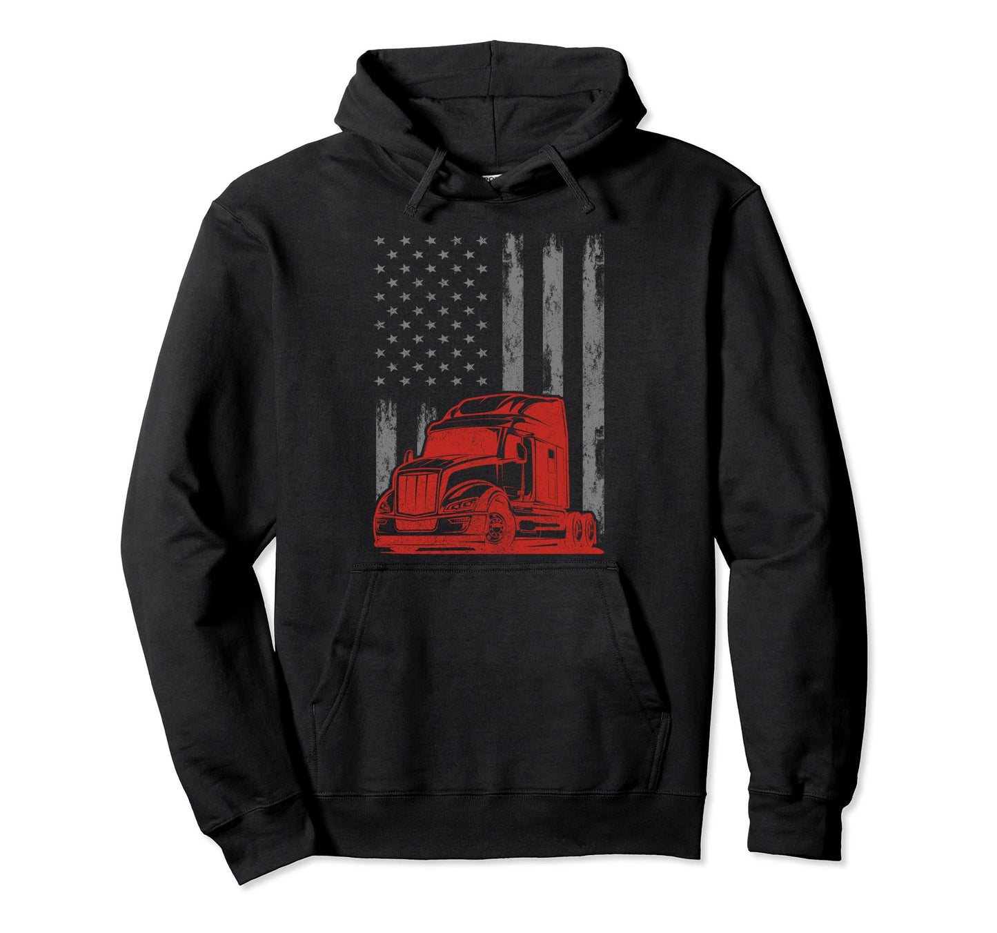Semi Truck Trucking 4Th July Trucker Dad Hoodie - Minimalist Print Unisex - T-Shirt, Sweatshirt, Hoodie