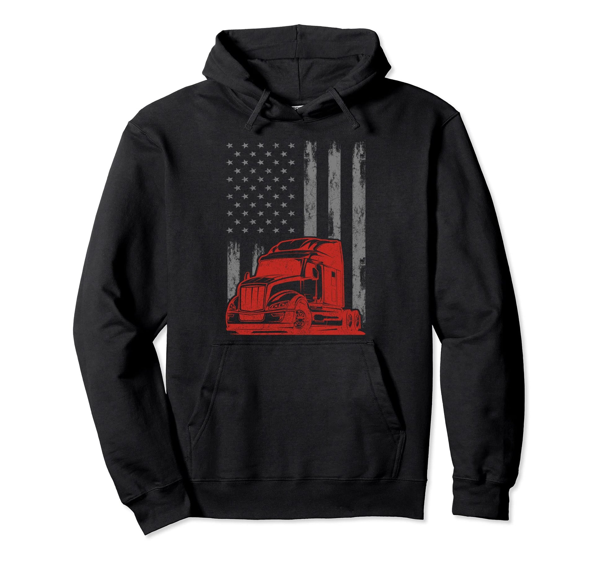 Semi Truck Trucking 4Th July Trucker Dad Hoodie - Minimalist Print Unisex - T-Shirt, Sweatshirt, Hoodie