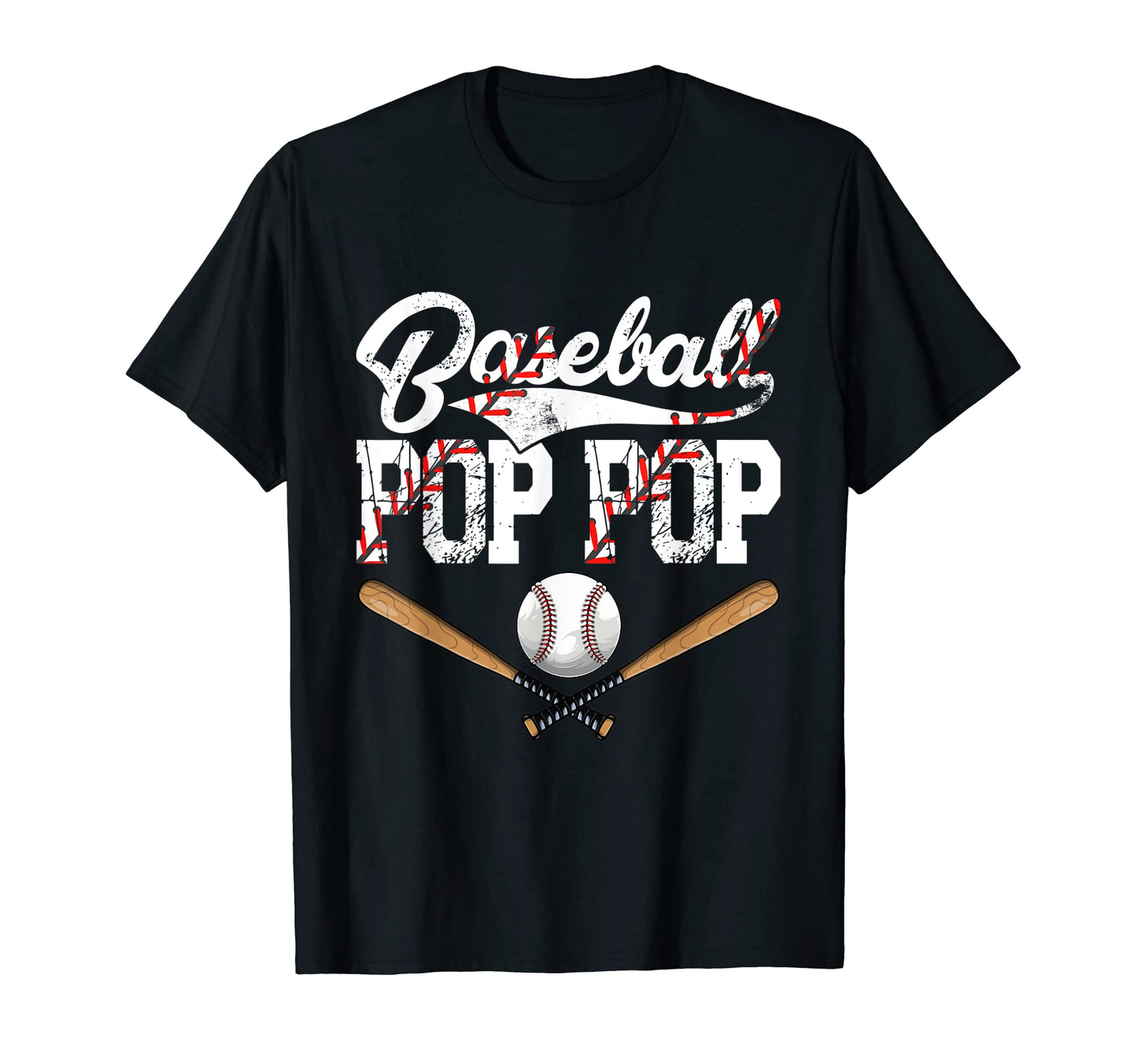 Mens Distressed Baseball Pop Pop T-Shirt - Custom Art Print Men Women - T-Shirt, Sweatshirt, Hoodie