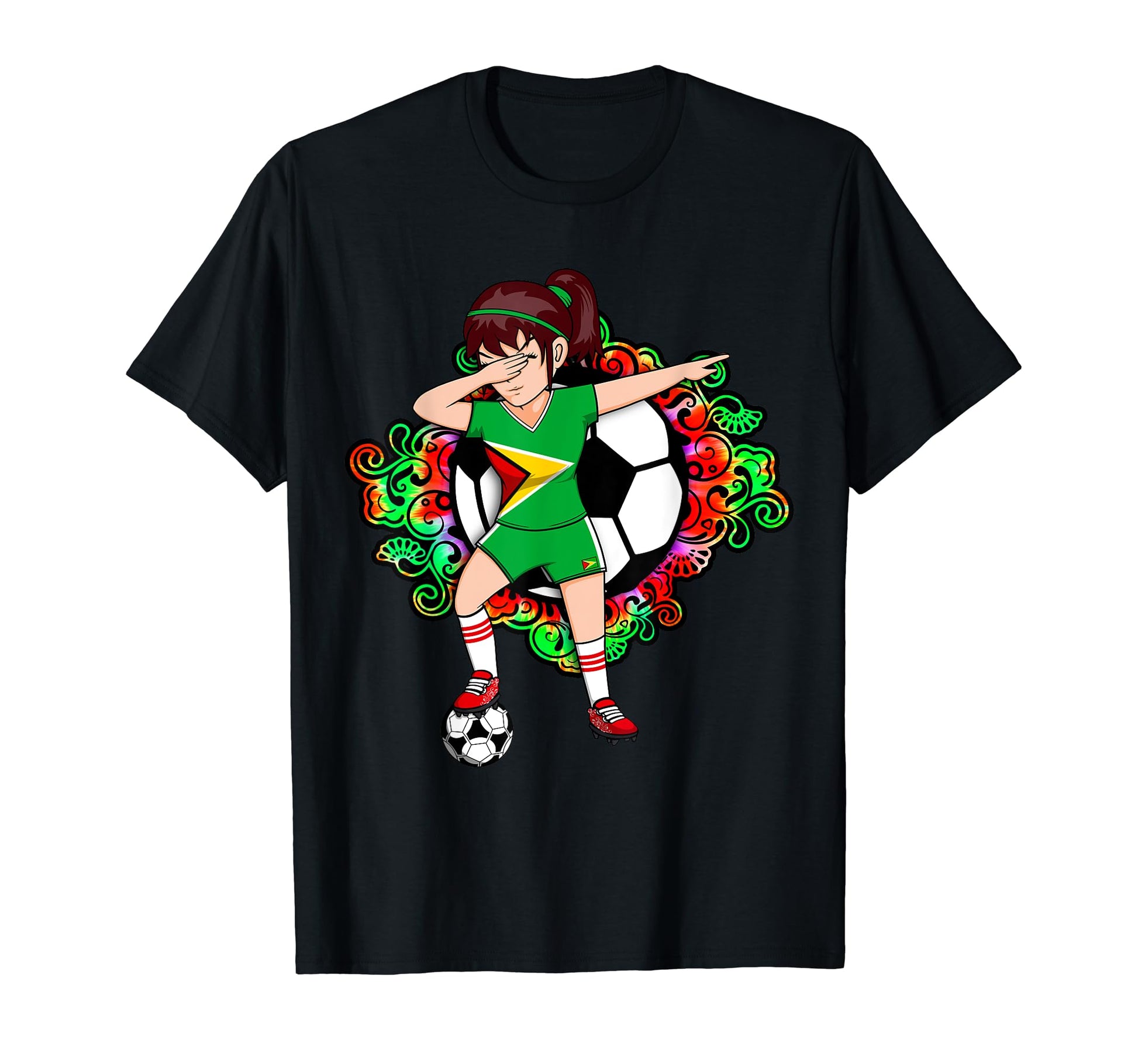 Dabbing Soccer Guyana Fan Jersey Floral T-Shirt - Trendy Graphic Unisex - T-Shirt, Sweatshirt, Hoodie