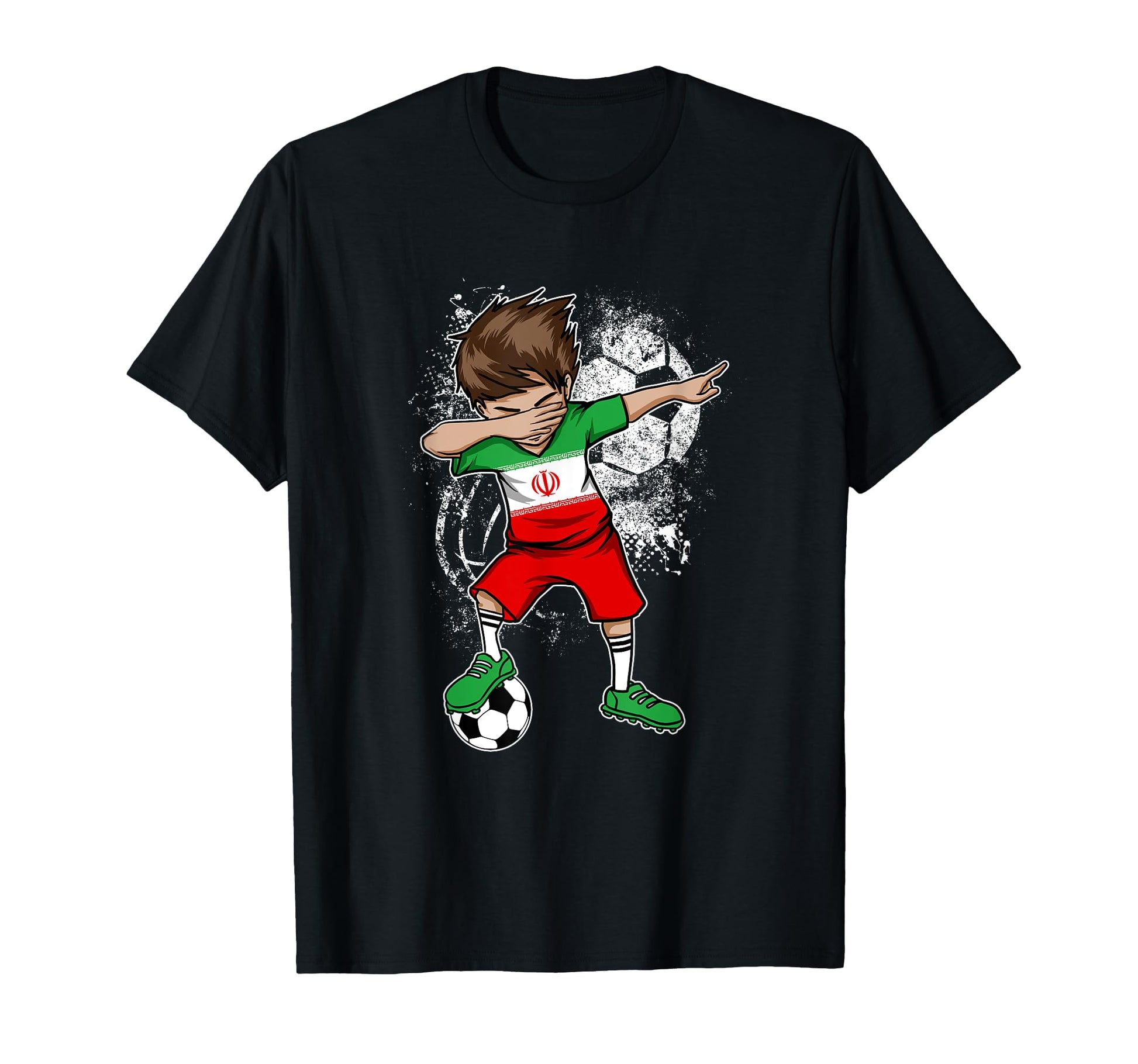 Dabbing Soccer Iran Flag Football T-Shirt - Fun Novelty Design Men Women - T-Shirt, Sweatshirt, Hoodie