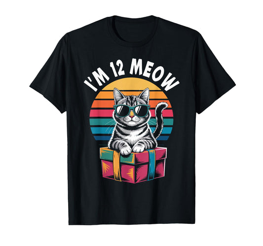 12Th Birthday 12 Years Old Im 12 Meow T-Shirt - Graphic Print Men Women - T-Shirt, Sweatshirt, Hoodie