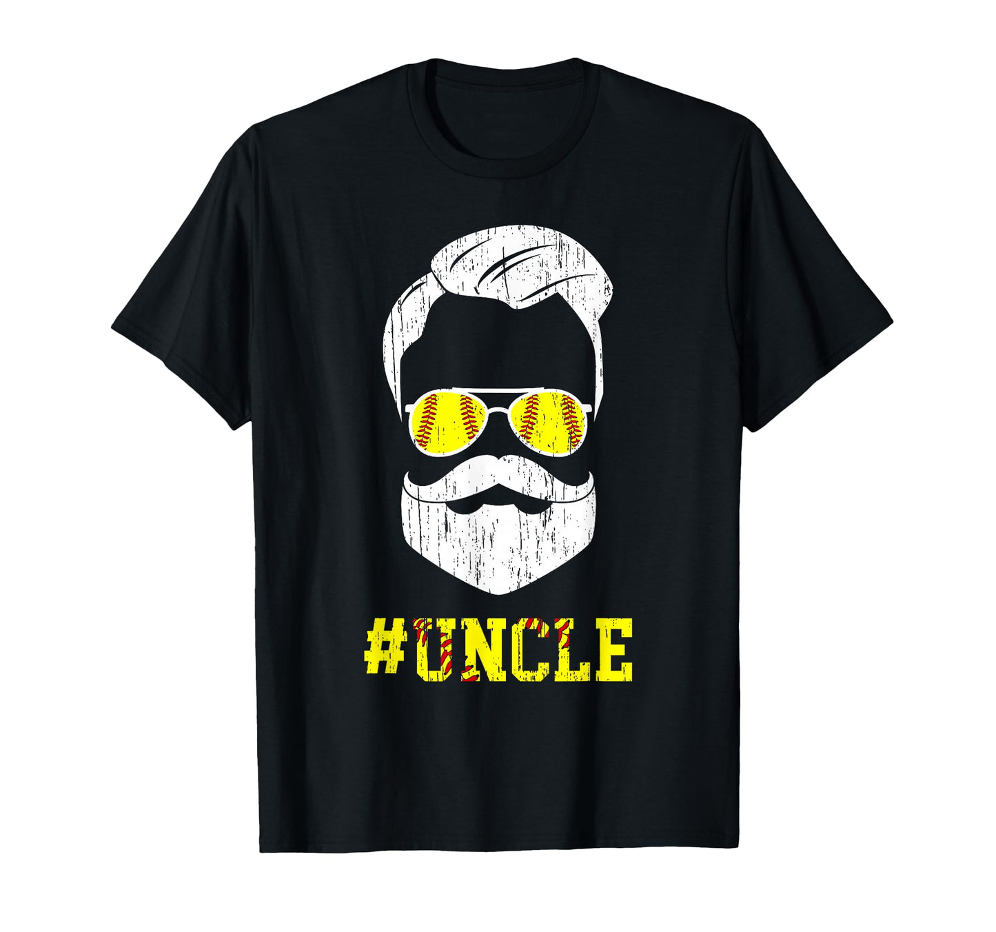 Softball Uncle Beard Uncle Softball T-Shirt - Custom Art Print Unisex - T-Shirt, Sweatshirt, Hoodie