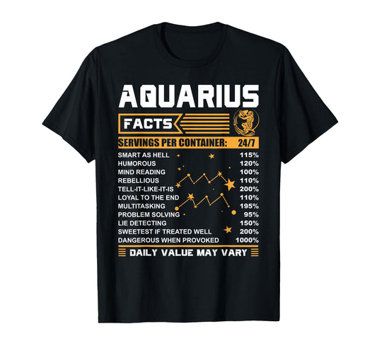 Aquarius Facts Zodiac Funny Aquarius T-Shirt - Minimalist Print Men Women - T-Shirt, Sweatshirt, Hoodie