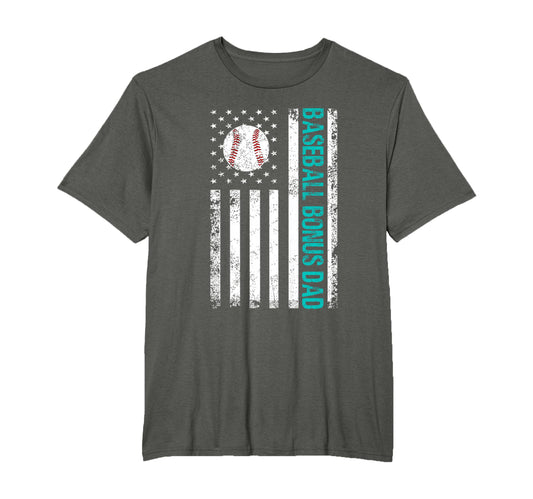 Baseball Bonus Dad Us Flag Best Baseball T-Shirt - Novelty Apparel Unisex - T-Shirt, Sweatshirt, Hoodie