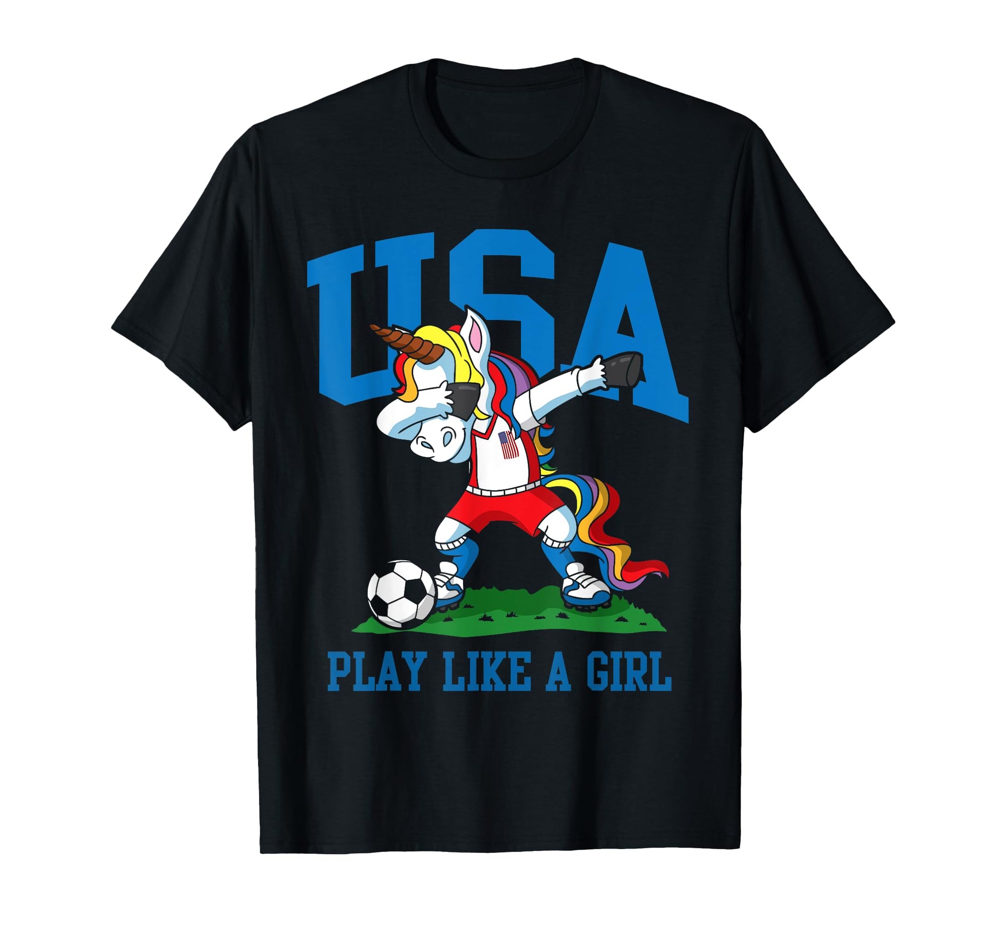 Usa Soccer Dabbing Unicorn America T-Shirt - Aesthetic Graphic Unisex - T-Shirt, Sweatshirt, Hoodie