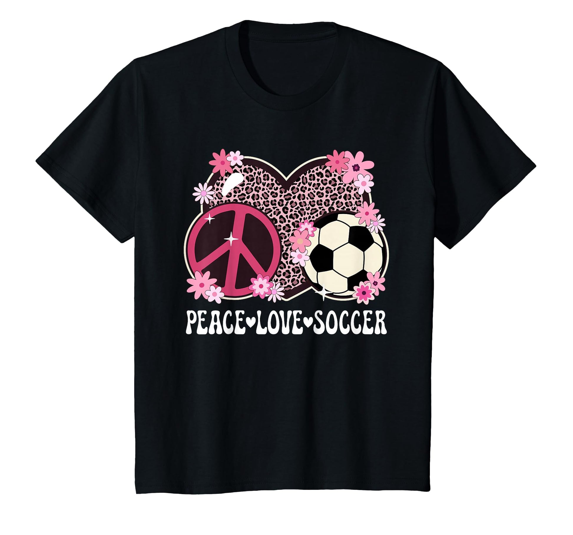 Peace Love Soccer Lover Leopard T-Shirt - Streetwear Style for Adults - T-Shirt, Sweatshirt, Hoodie