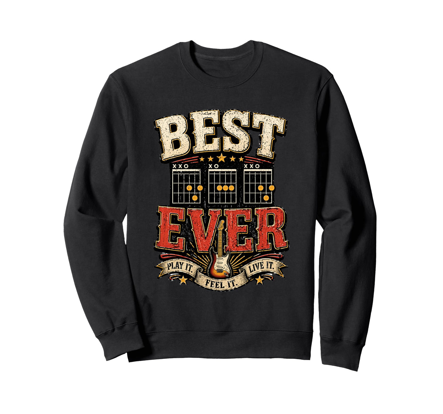 Best Dad Ever Guitar Chords Rock Sweatshirt - Fun Novelty Design Unisex - T-Shirt, Sweatshirt, Hoodie