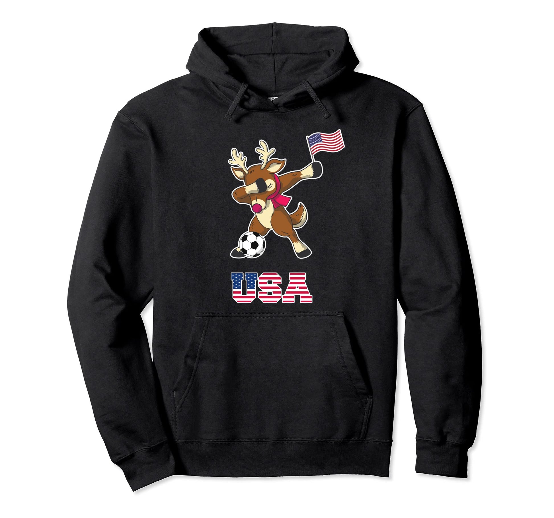 Usa Soccer Reindeer America Flag Soccer Hoodie - Streetwear Style Men Women - T-Shirt, Sweatshirt, Hoodie
