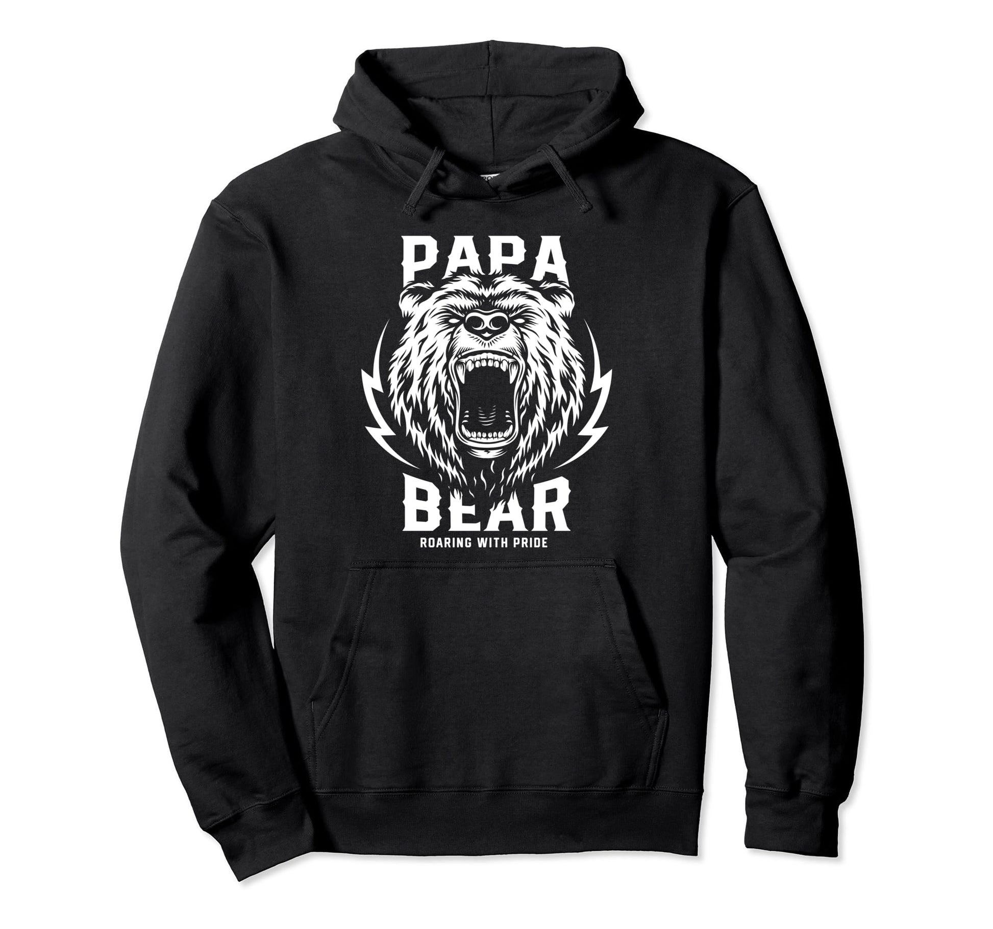 Papa Bear Roaring Grizzly Proud Dad Hoodie - Custom Art Print Men Women - T-Shirt, Sweatshirt, Hoodie
