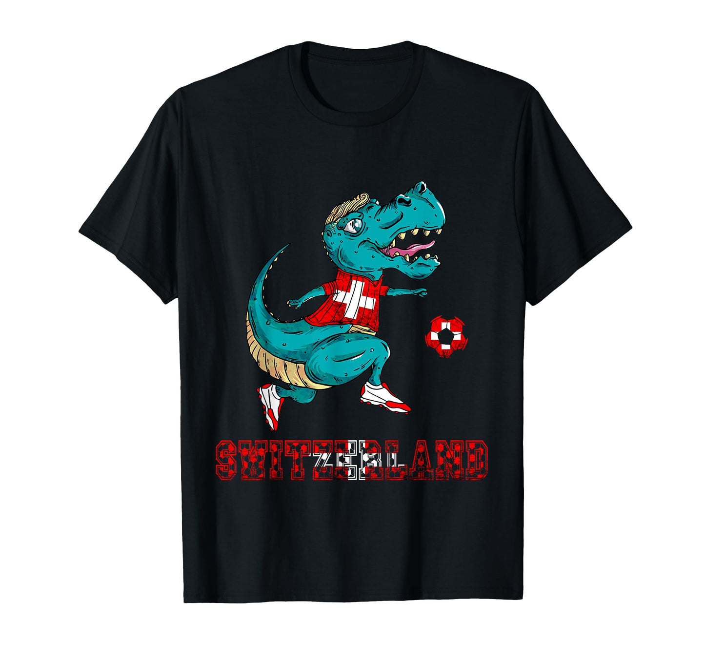 Switzerland Swiss Flag T Rex Swiss Roots T-Shirt - Trendy Graphic Unisex - T-Shirt, Sweatshirt, Hoodie