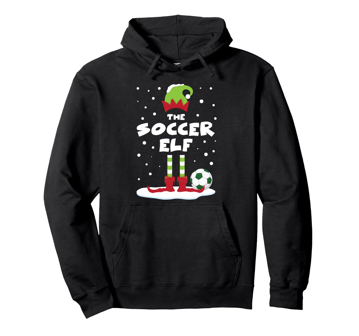 Snowy Soccer Elf Matching Family Costume Hoodie - Graphic Print for Adults - T-Shirt, Sweatshirt, Hoodie