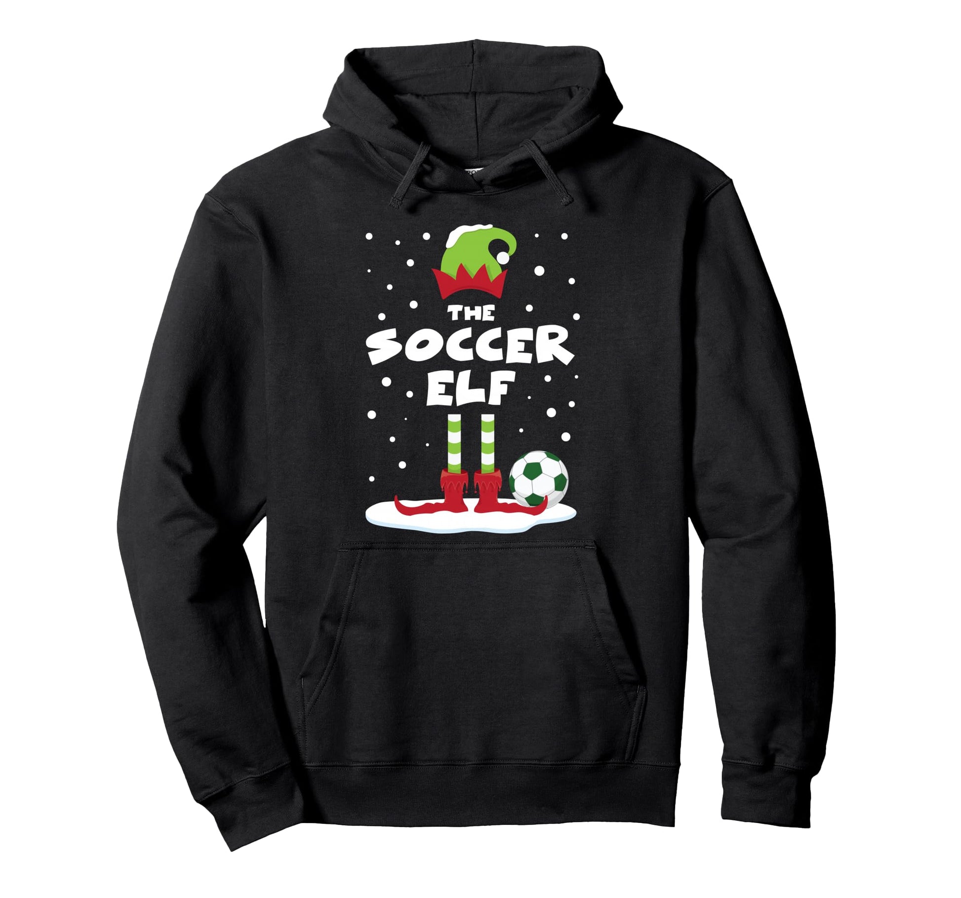 Snowy Soccer Elf Matching Family Costume Hoodie - Graphic Print for Adults - T-Shirt, Sweatshirt, Hoodie