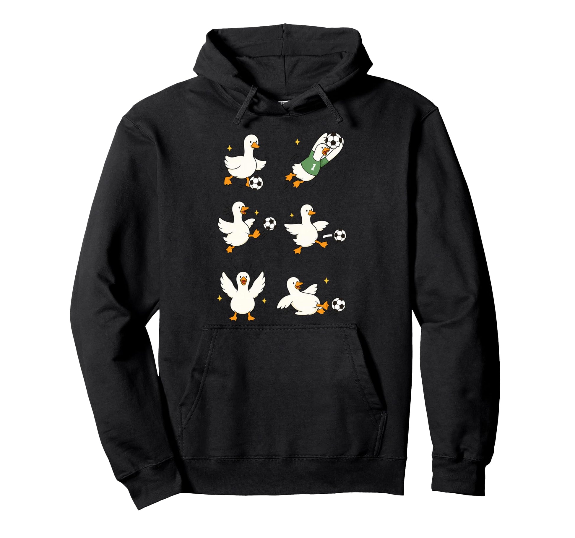 Silly Goose Playing Soccer Player Hoodie - Minimalist Print for Adults - T-Shirt, Sweatshirt, Hoodie